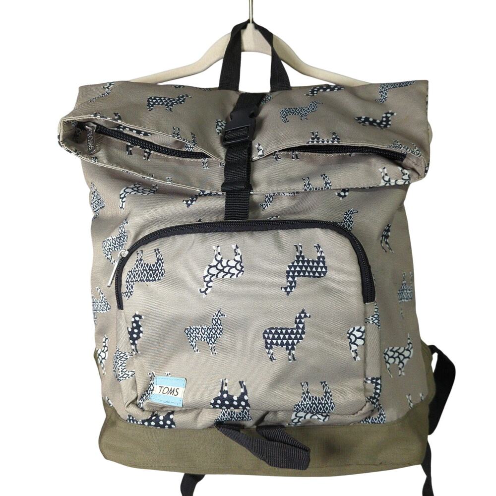 TOMS Beige Patterned Roll-Top Backpack Euc Looks New